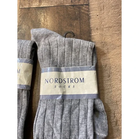 Vintage NORDSTROM Grey Ribbed Knee High Socks Set 2 Pair New Tags 9-11 Retro - Picture 5 of 15